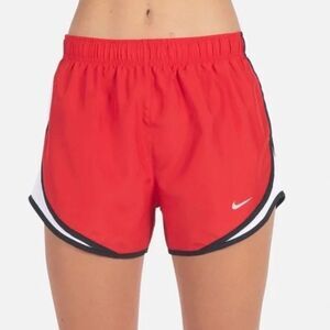 NIKE XL Tempo DRI-FIT Hot Red White Mesh Black Trim Athletic Running Shorts